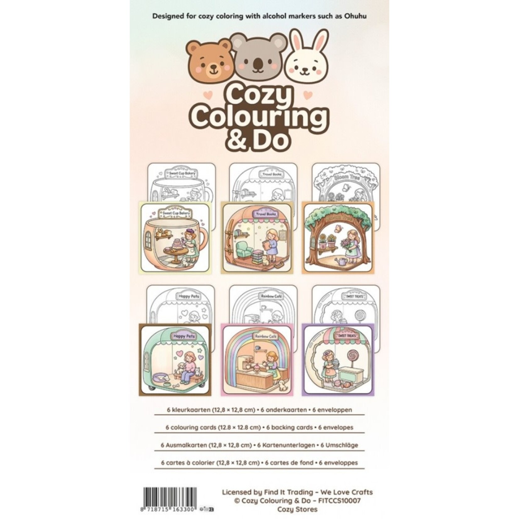 Cozy Colouring Cards Set, Cozy Stores