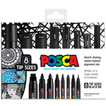 Posca Posca Paint Marker Set, All Black (8pc)