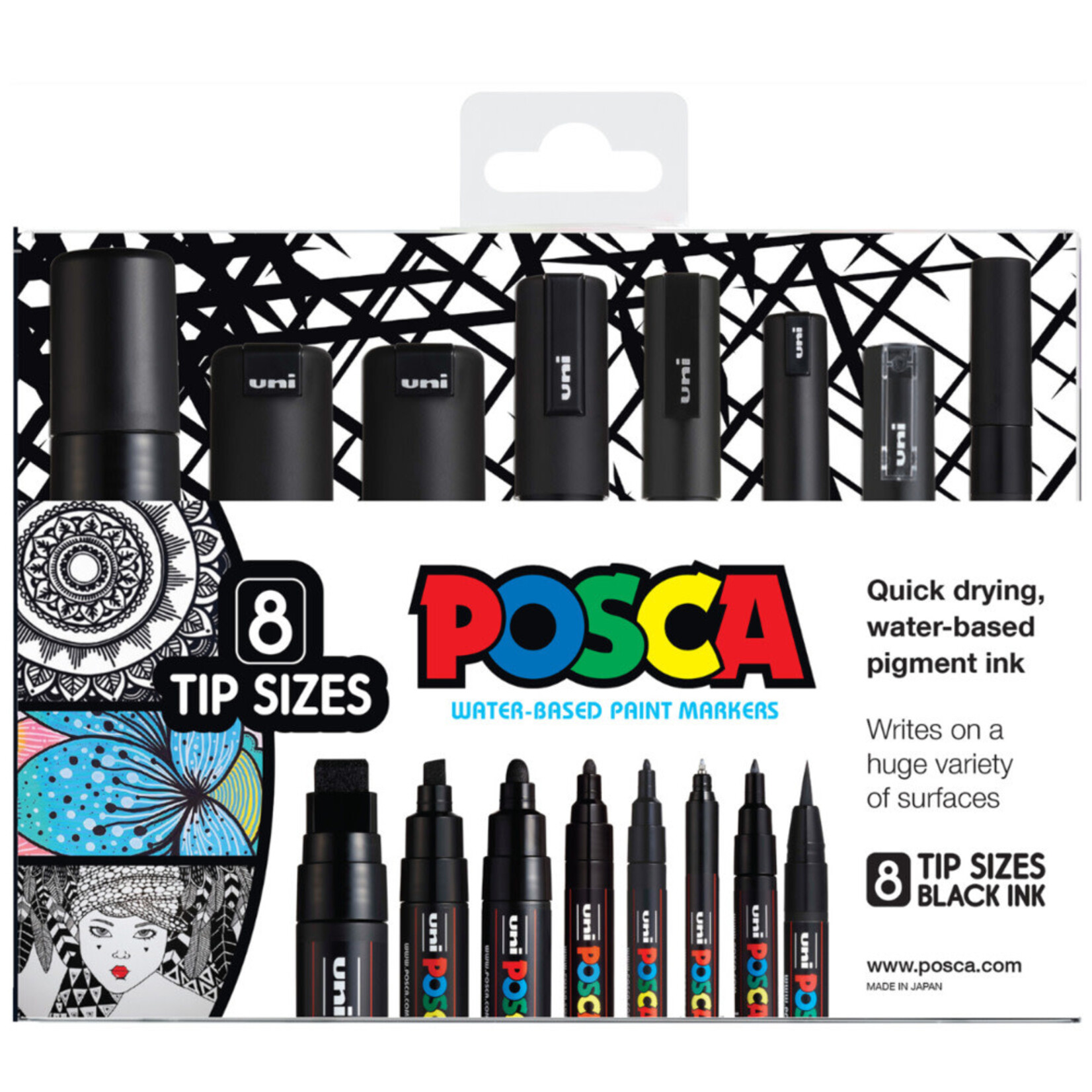 Posca Posca Paint Marker Set, All Black (8pc)