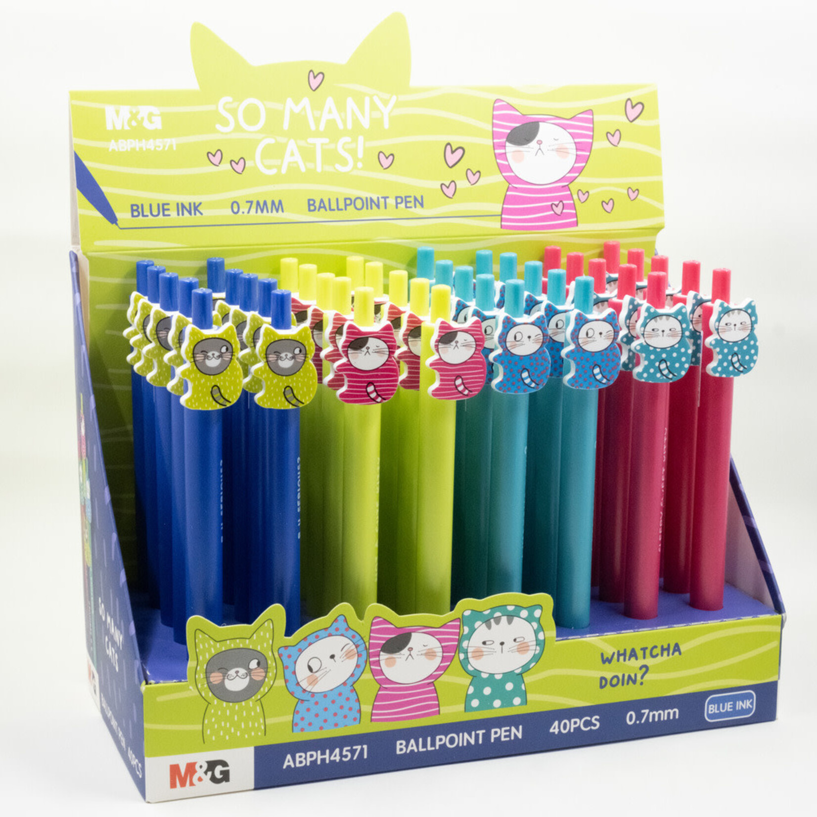 So Many Cats Retractable Ballpoint Pen Kawaii Cat Design Clip - 0.7mm
