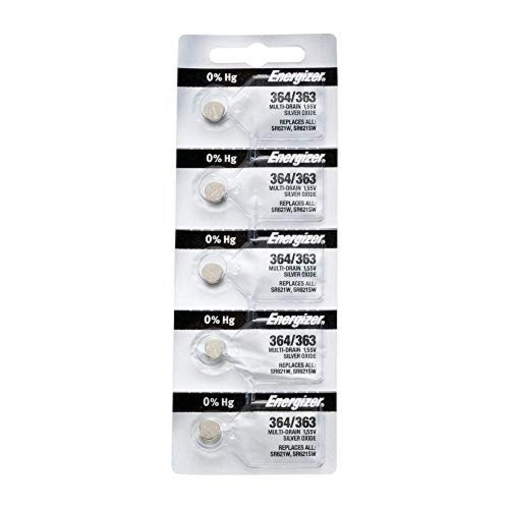 Energizer Energizer 364 363 Silver Oxide Watch Batteries 5pk SR621SW SR60