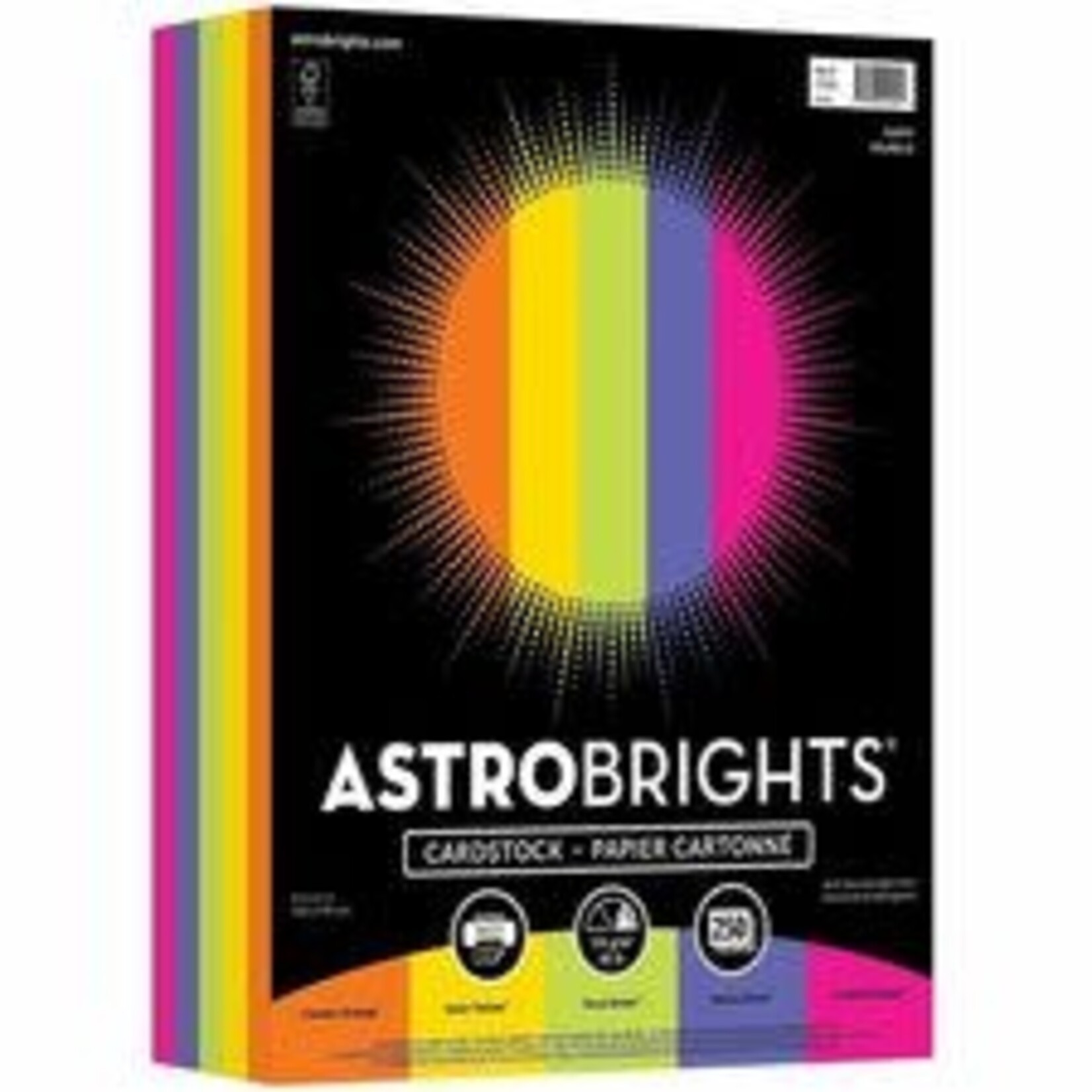 CARDSTOCK - ASTROBRIGHTS HAPPY - 5 ASST COLOURS - LETTER 65LB 250 PK