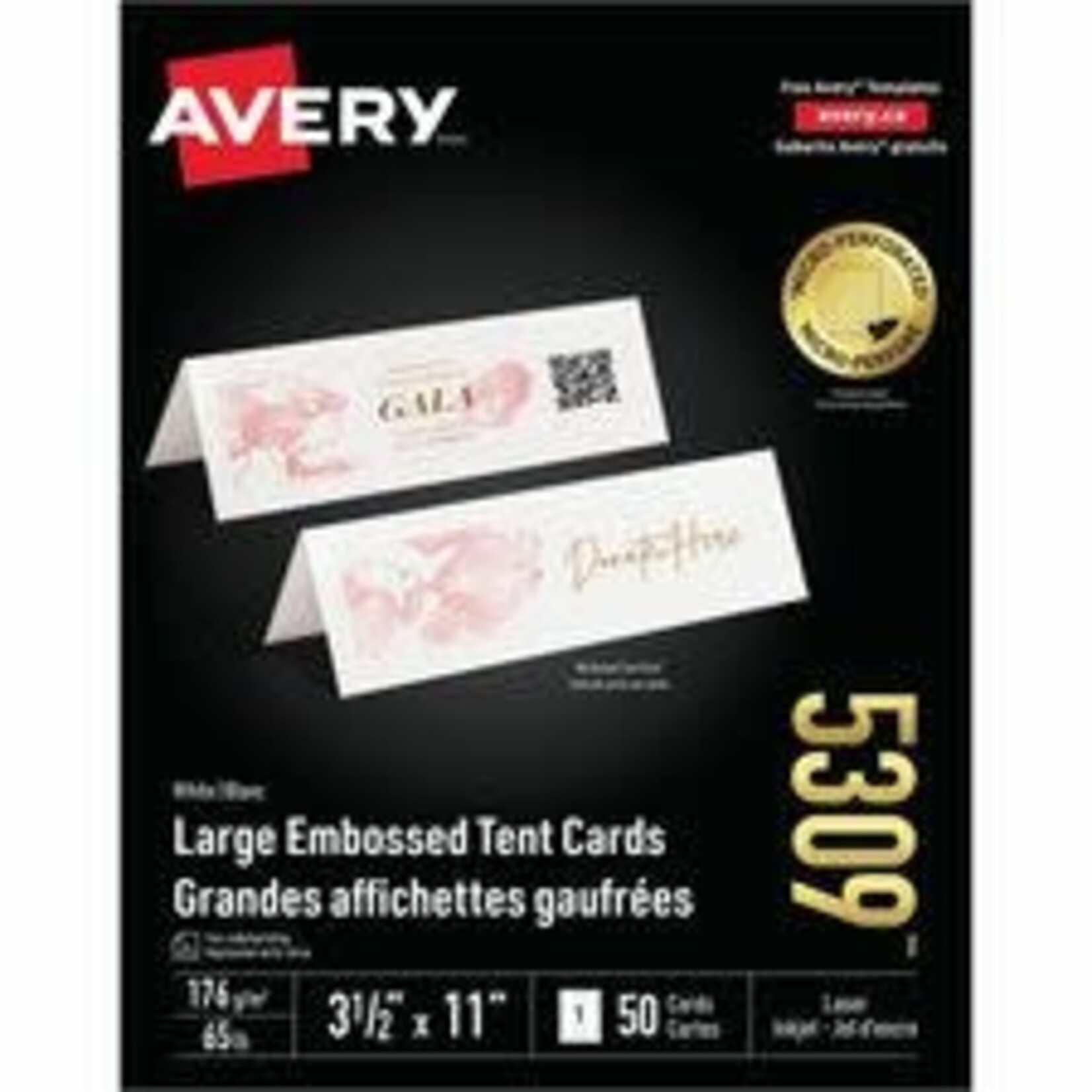 Avery TENT CARDS - AVERY LARGE 3.5 X 11 WHITE 50 PK AVE5309