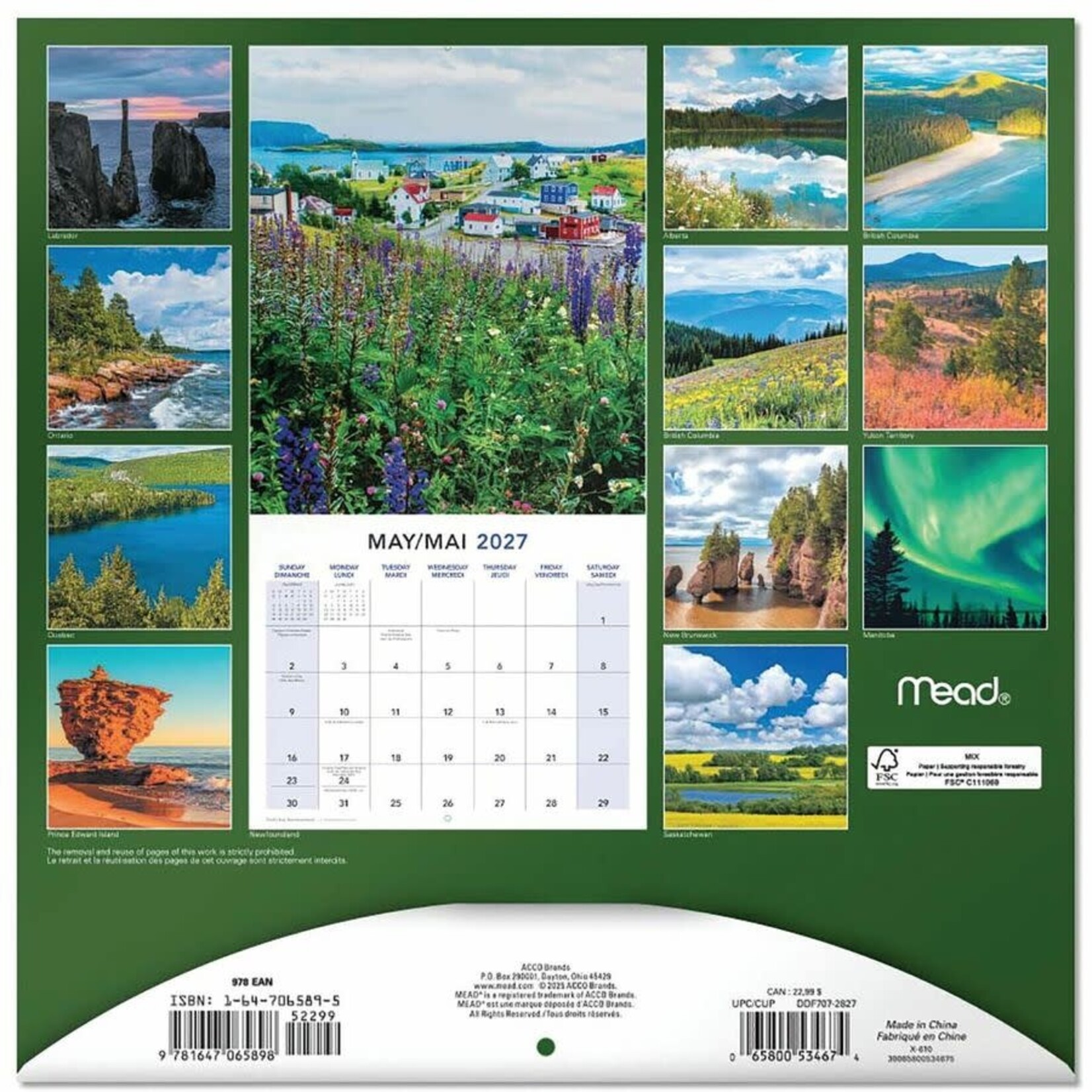 ACCO Brands MEAD 16 MONTH 2027 WALL CALENDAR, CANADIAN LANDSCAPES - WALL MOUNT