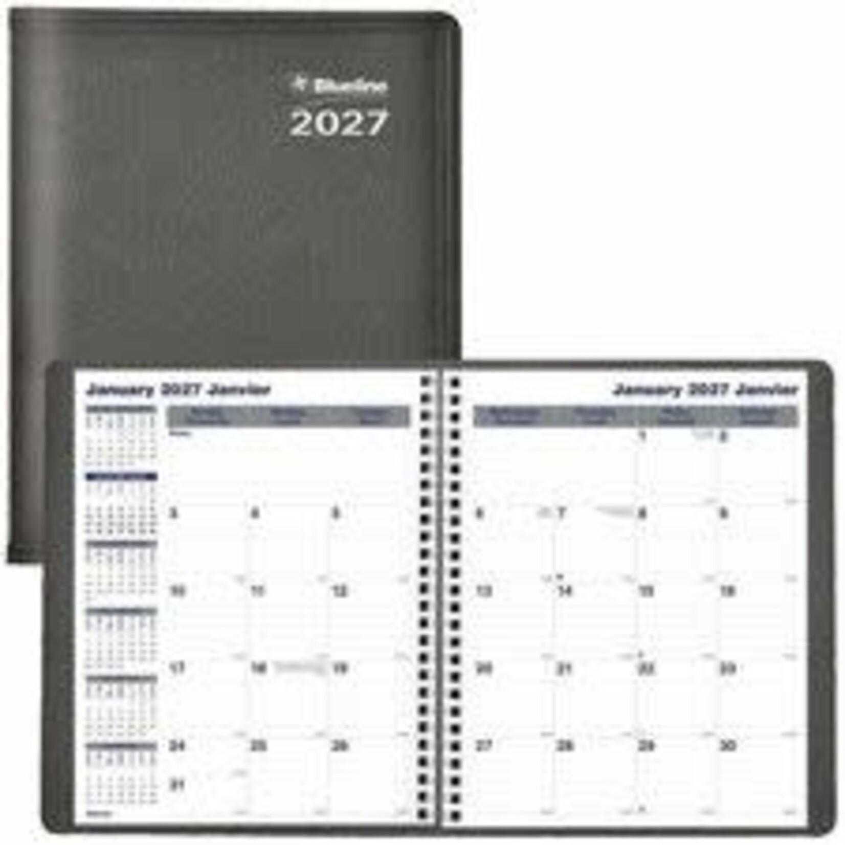 Blueline BLUELINE 2027 NET ZERO CARBON MONTHLY PLANNER, 14 MONTH, DEC 2026 - JAN 2028, TWIN-WIRE BINDING, 9 1/4" x 7 1/4", BLACK, BILINGUAL