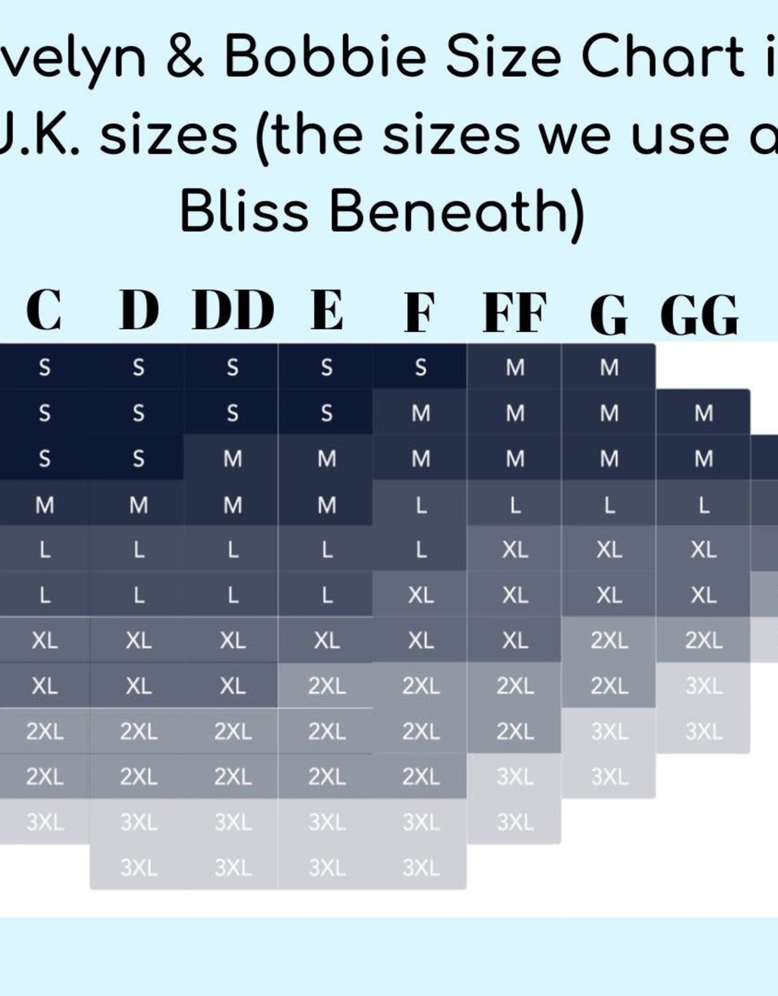 Evelyn & Bobbie Size Chart – Beestung Lingerie