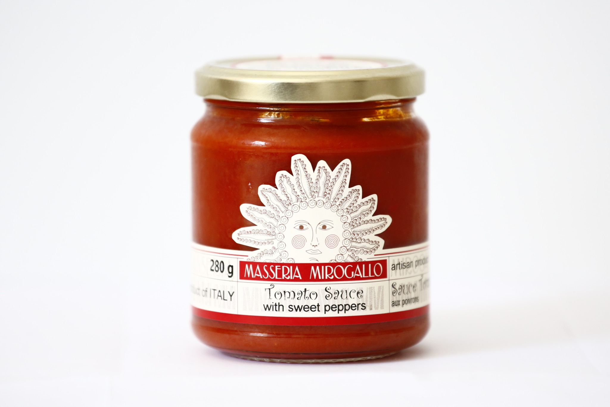 Masseria Mirogallo Sauces Tomates - Poivrons Doux 280g
