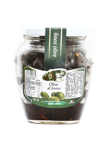 La Cerignola Di Una Volta "La Cerignola" Black Baked Olives "Al Forno" in Sunflower Oil 9/580ml