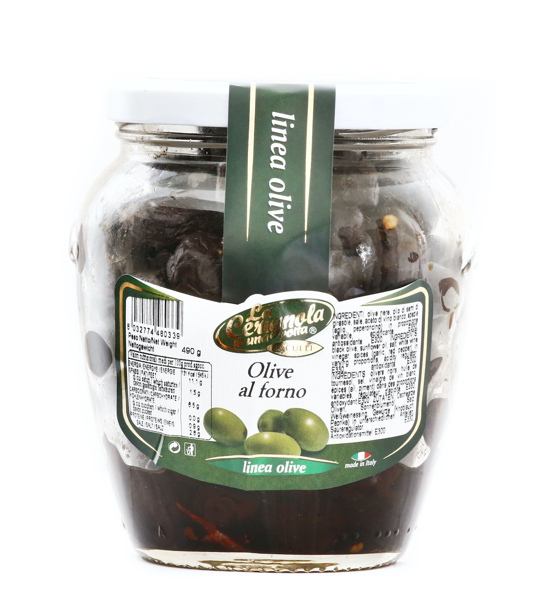 La Cerignola Di Una Volta Olives noires au four à l'huile de tournesol 580ml