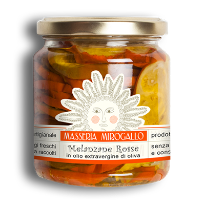 Masseria Mirogallo Aubergines rouges  marinées en huile d'olive extra vierge EVOO 270g