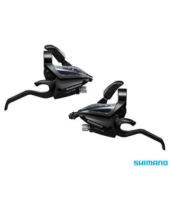 Shimano Shifter ST-EF500 EZ fire plus STI set, 2-finger lever, 3 x 8-speed, black Black 7-speed