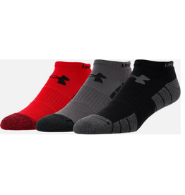 Under Armour Elevated  No Show 3 pack Socks Black/Red/Grey