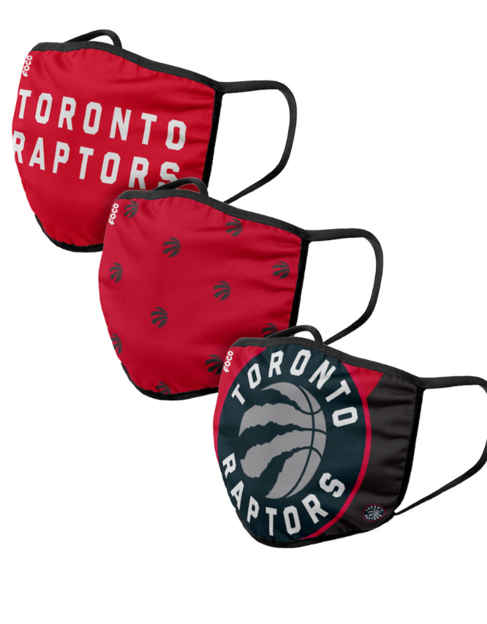 FOCO FOCO Youth  Face Cover 3 Pack Toronto Raptors