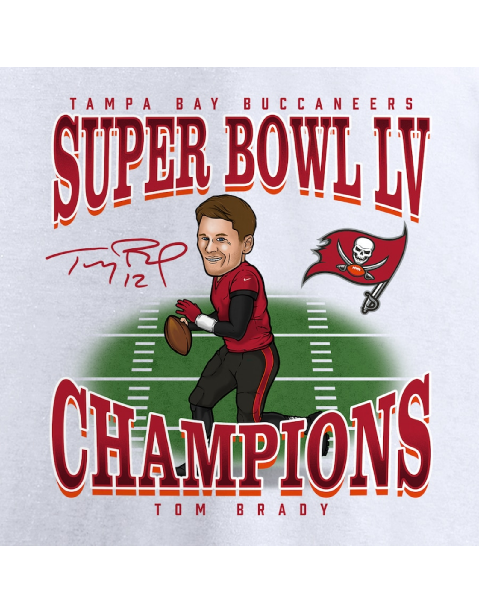Fanatics Fanatics Super Bowl LV Champions Tom Brady Caricature T-Shirt Tampa Bay Buccaneers White
