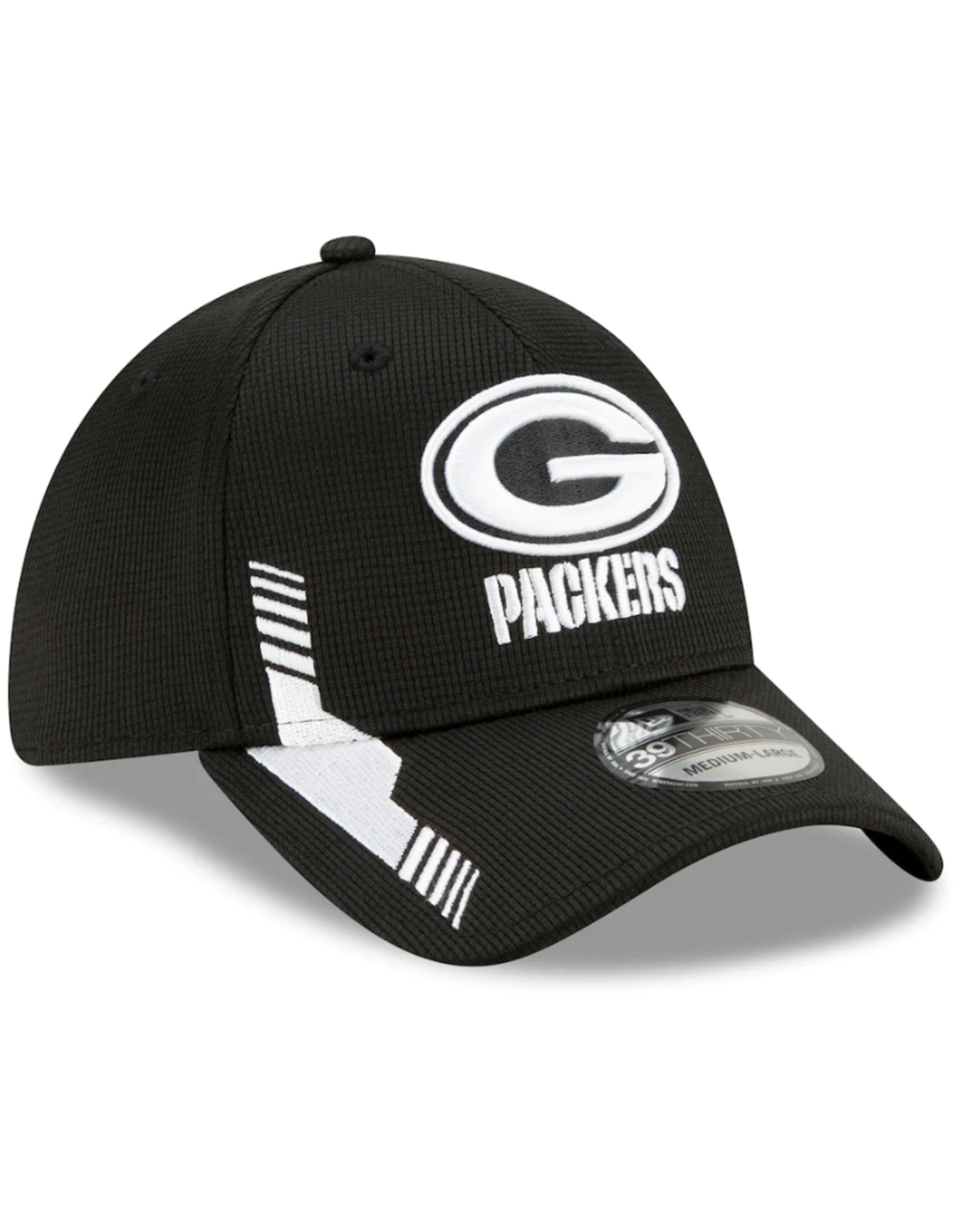 New Era Men's '21 39THIRTY Sideline Home Hat Green Bay Packers Black/White