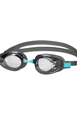 Leader Aqua Sport Swim Goggles Adult Narrow Dark Smoke/ Aqua/ Black