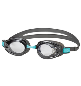 Leader Aqua Sport Swim Goggles Adult Narrow Dark Smoke/ Aqua/ Black