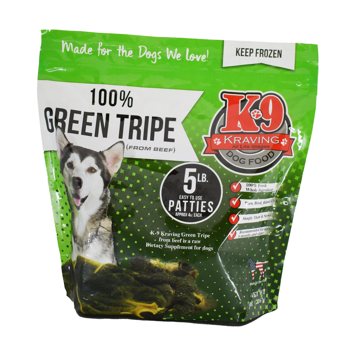 K9 KRAVINGS Tripe Patties 5lb Bag - Leaps & Bones 