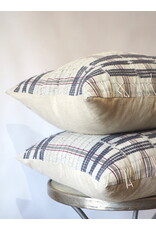 GREY BLUE STRIPED VINTAGE AFRICAN FABRIC PILLOW