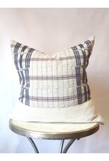 GREY BLUE STRIPED VINTAGE AFRICAN FABRIC PILLOW