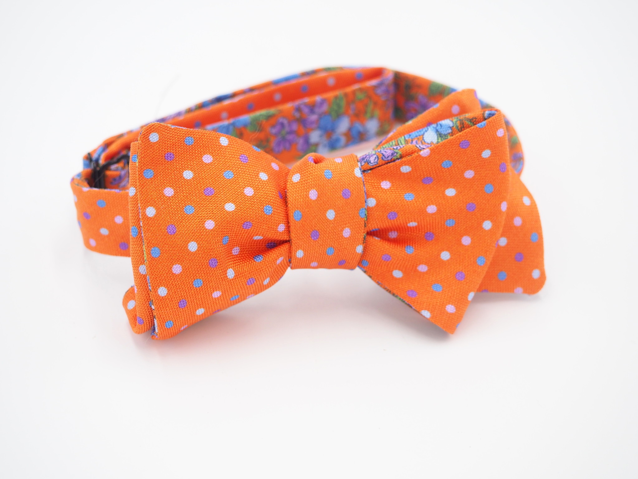 ORANGE/PERIWINKLE/FLORAL/DOTS BOW TIE