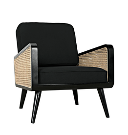 Noir Edward Chair, Charcoal Black with Caning