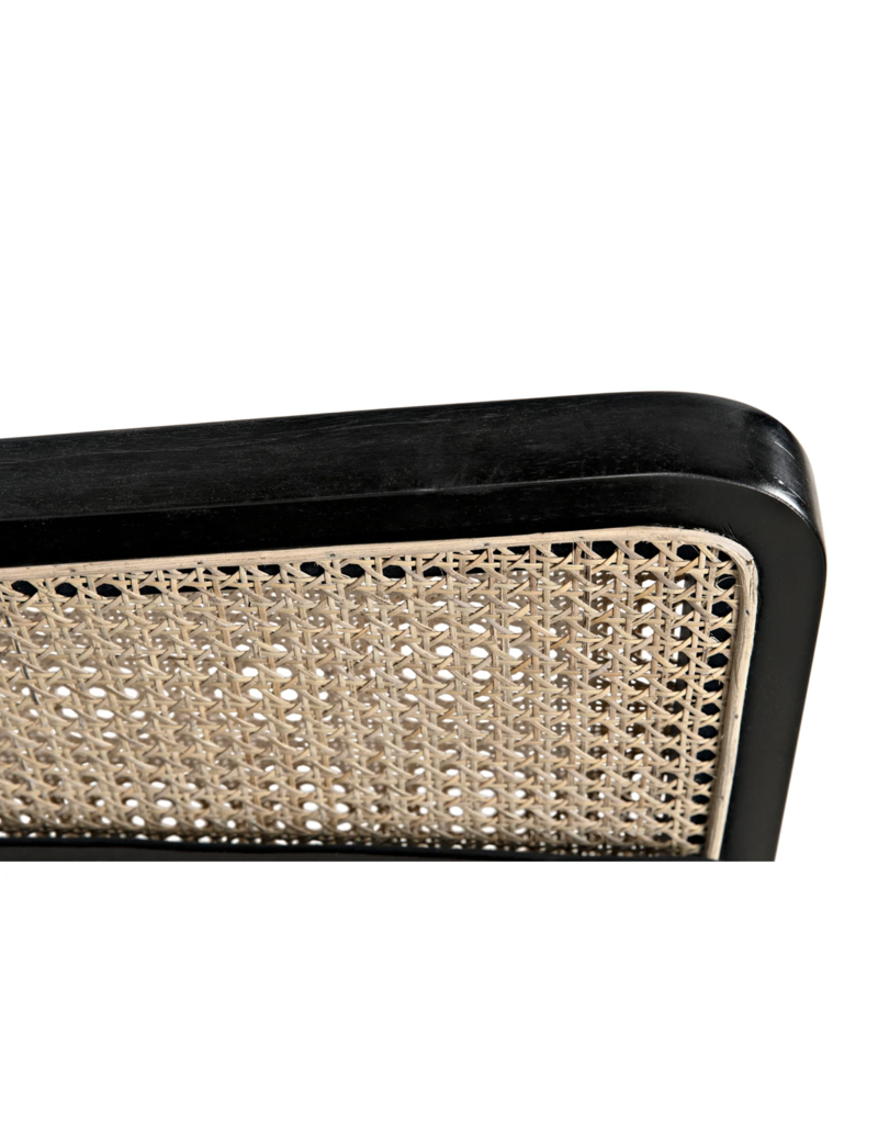 Noir Edward Chair, Charcoal Black with Caning