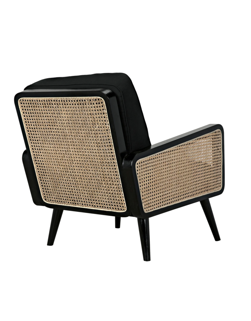 Noir Edward Chair, Charcoal Black with Caning
