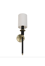 Noir Lenox Sconce, Black Steel and Brass Finish