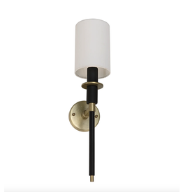 Noir Lenox Sconce, Black Steel and Brass Finish