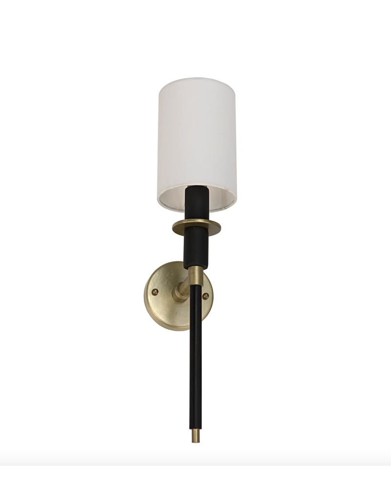 Noir Lenox Sconce, Black Steel and Brass Finish