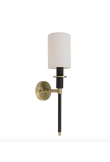 Noir Lenox Sconce, Black Steel and Brass Finish