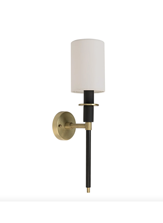 Lenox Sconce, Black Steel and Brass Finish