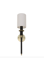 Noir Lenox Sconce, Black Steel and Brass Finish