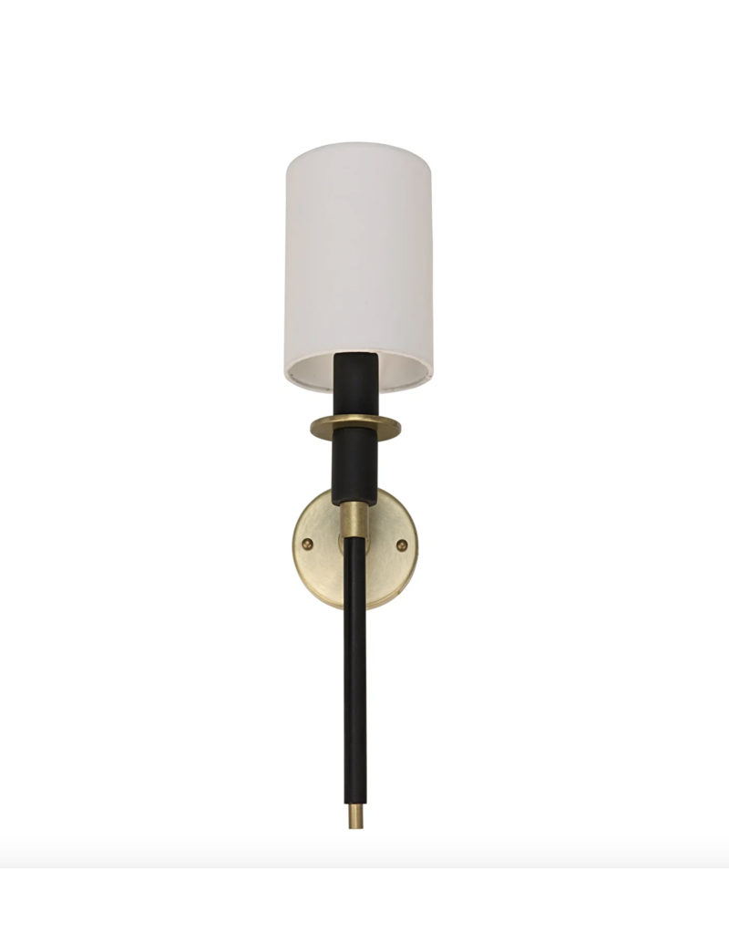 Noir Lenox Sconce, Black Steel and Brass Finish
