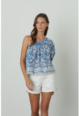 VELVET BY GRAHAM & SPENCER DIANA ONE SHOULDER PRINTED VOILE BLOUSE