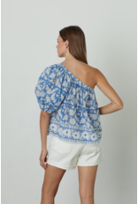 VELVET BY GRAHAM & SPENCER DIANA ONE SHOULDER PRINTED VOILE BLOUSE