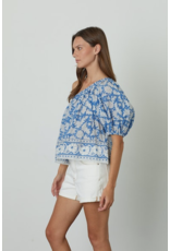 VELVET BY GRAHAM & SPENCER DIANA ONE SHOULDER PRINTED VOILE BLOUSE