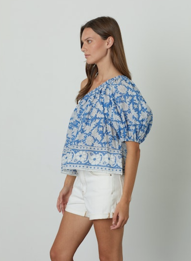 DIANA ONE SHOULDER PRINTED VOILE BLOUSE