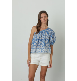 VELVET BY GRAHAM & SPENCER DIANA ONE SHOULDER PRINTED VOILE BLOUSE