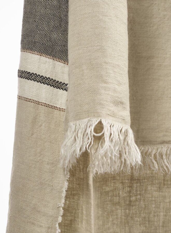 THE BELGIAN TOWEL FOUTA IN BEESWAX STRIPES 43X71