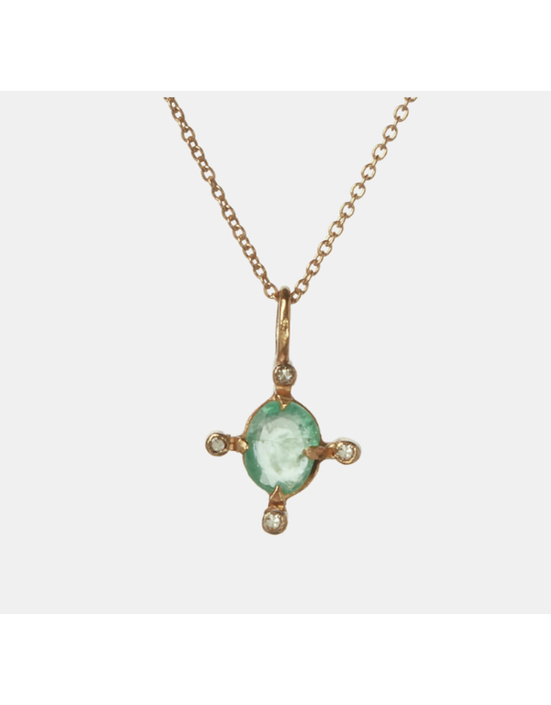 5 OCTOBRE JAGGER NECKLACE - 14K GOLD AND EMERALD