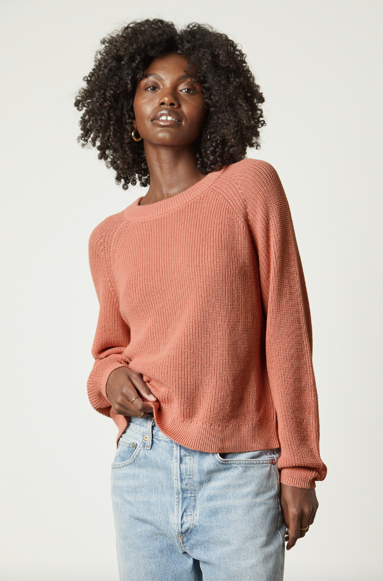 LINAH CREW NECK SWEATER IN ROSE | VELVET BY GRAHAM AND SPENCER