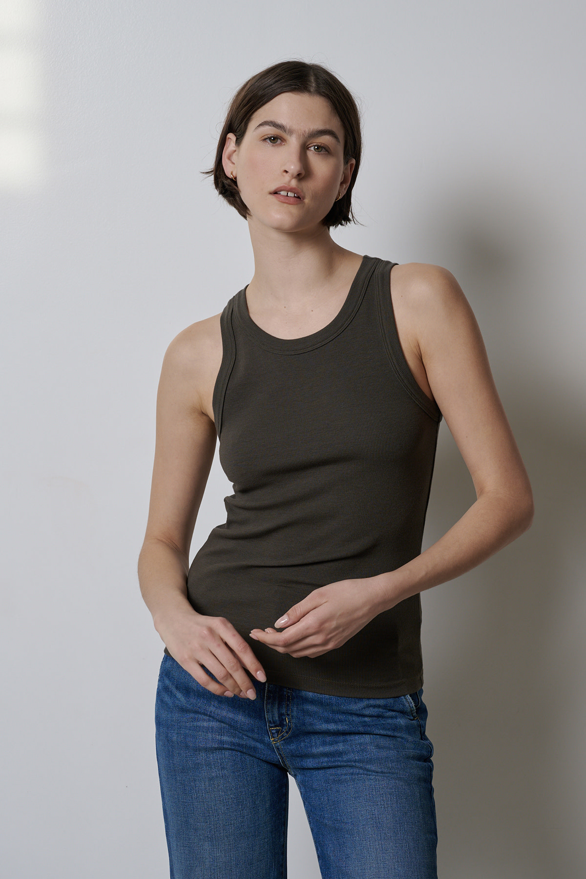 CRUZ TANK IN OLIVE VELVET BY JENNY GRAHAM Ella s