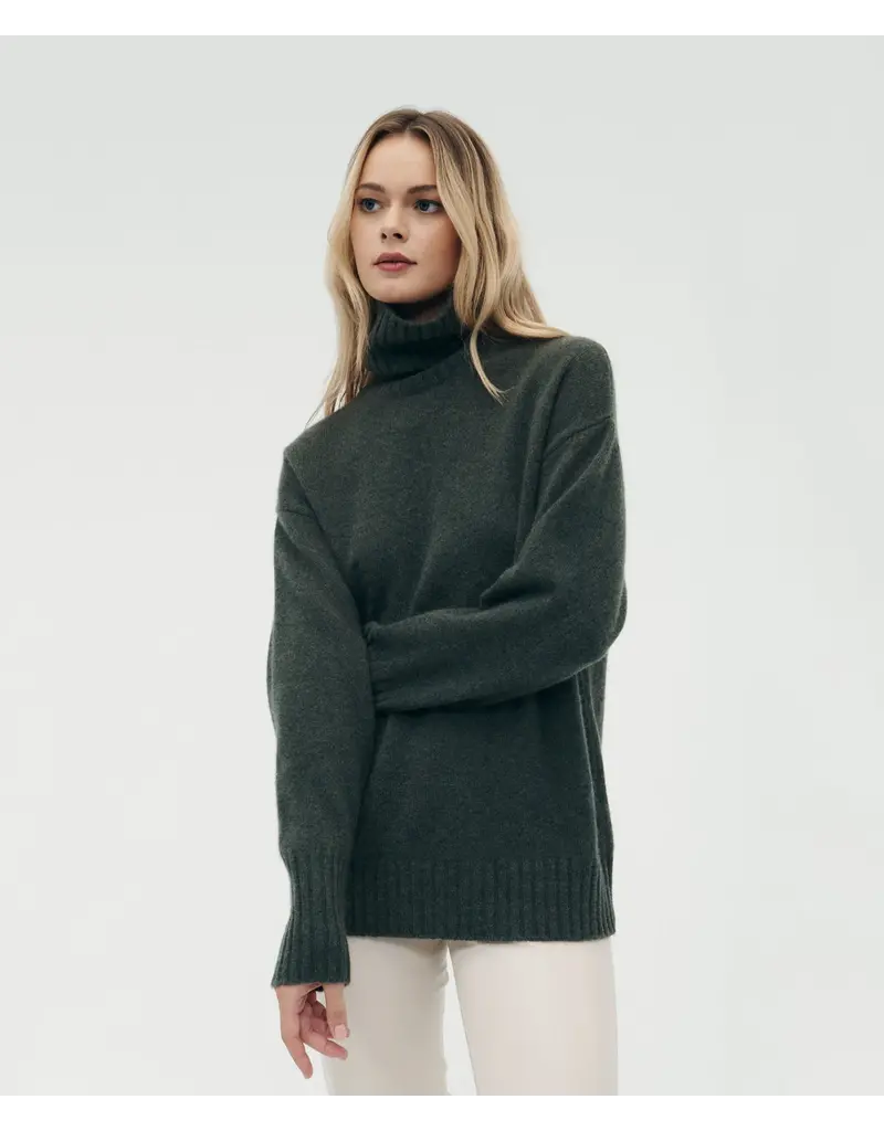 LUXE CASHMERE TURTLENECK TUNIC IN OLIVE