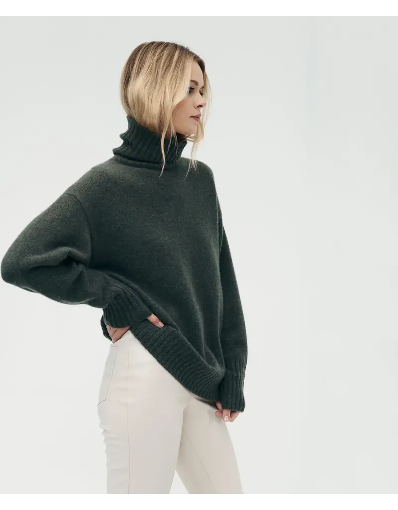 LUXE CASHMERE TURTLENECK TUNIC IN OLIVE