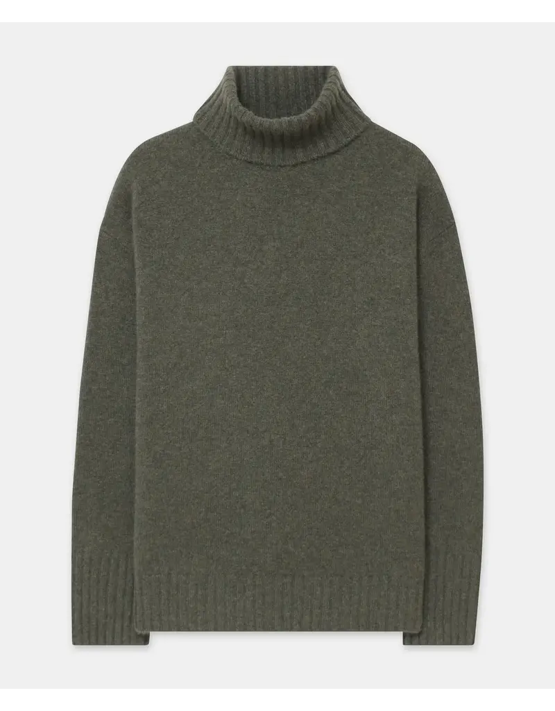 LUXE CASHMERE TURTLENECK TUNIC IN OLIVE