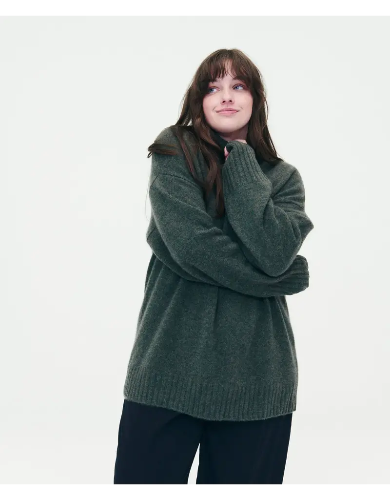 LUXE CASHMERE TURTLENECK TUNIC IN OLIVE