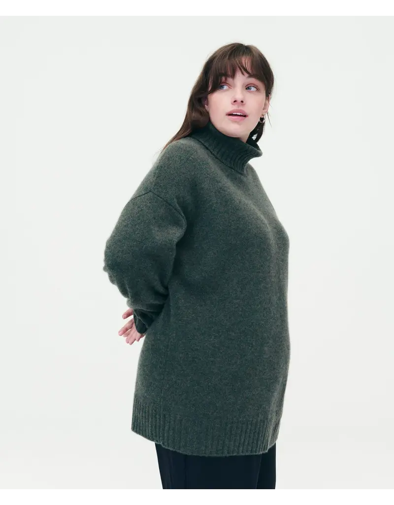 LUXE CASHMERE TURTLENECK TUNIC IN OLIVE