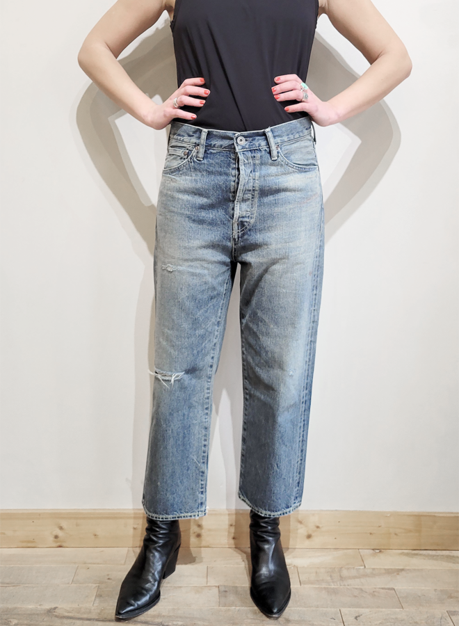 SALVAGED DENIM WIDE TAPERED CUT